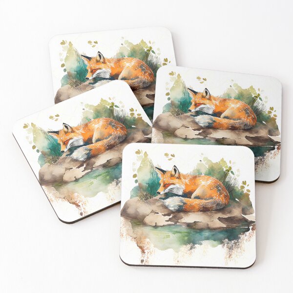 Item preview, Sleepy Orange Fox Watercolor designed and sold by TheArtMage.