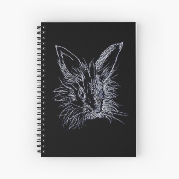 White on Black Lionhead Rabbit Portrait Spiral Notebook