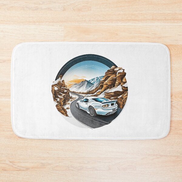 Item preview, White sport car cruising along the road in the icy mountains designed and sold by Xiangster987.