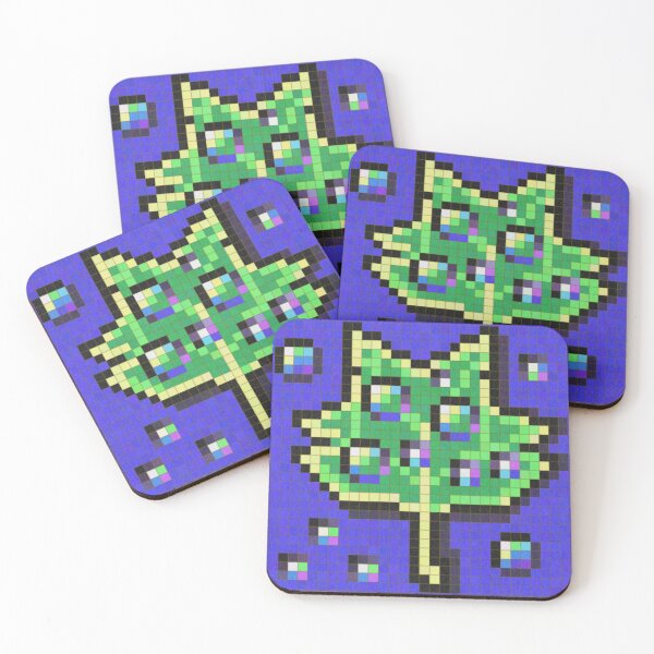 Item preview, Green Leaf With Water Droplets Pixel Painting designed and sold by CozyPixelFluff.