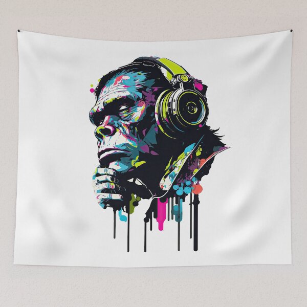 Item preview, Monkey Thinker Music Lover art designed and sold by Keni-shop.