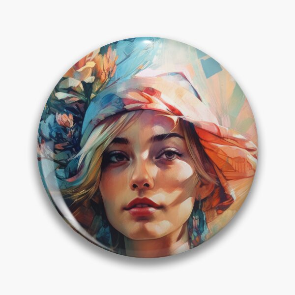 Item preview, Free Spirit: The Beauty of a Short-Haired Girl in a Flowered Hat designed and sold by Crystal Heaven.