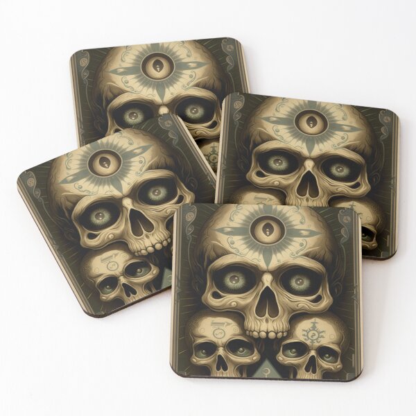 Artikelvorschau, Three Skulls Tarot Card Illustration entworfen und verkauft von mind-melt-er.