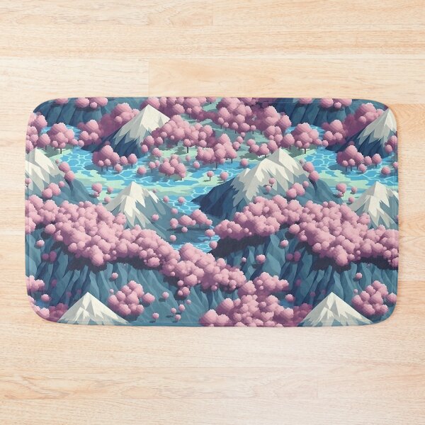 Item preview, Cherry Blossom Mountain Isometric Pixel Art designed and sold by candlewithhare.