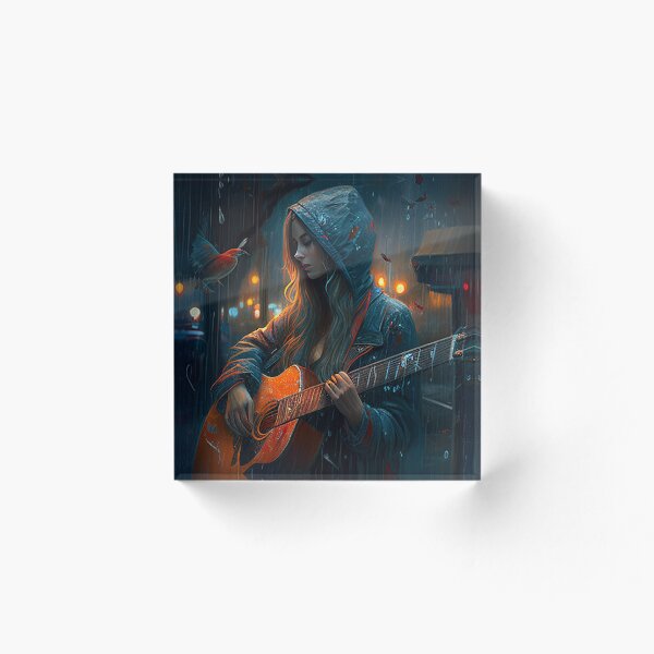 Aperçu de l'œuvre fille avec le monde fantastique des amoureux de la guitare créée et vendue par FireFXStudio.