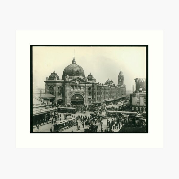 Flinders Street Station, Melbourne - circa 1920's Art Print