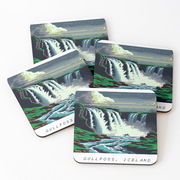 Item preview, Copie de Gullfoss Iceland Pixel Art Retro designed and sold by PixelAirlines.