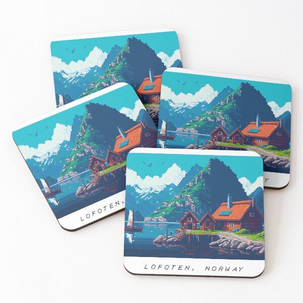 Item preview, Lofoten Islands Pixel Art Retro designed and sold by PixelAirlines.
