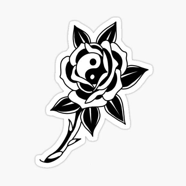 Yin Yang Rose Sticker