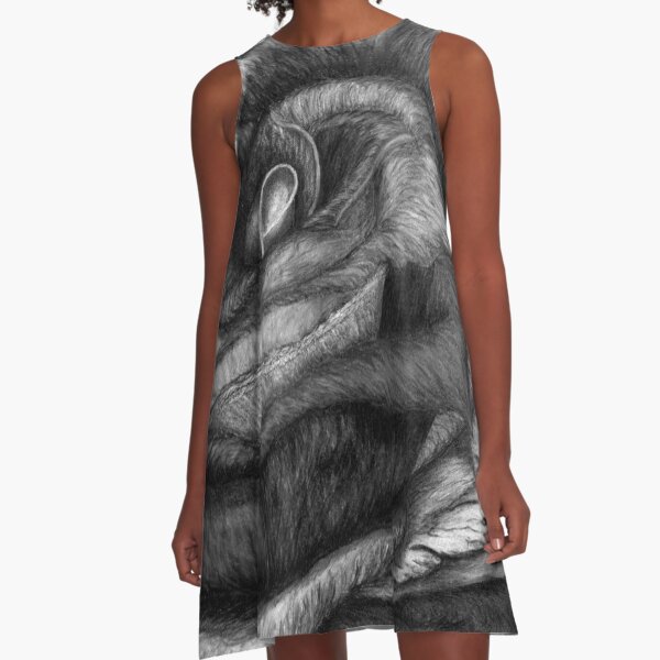 In Contrast to Color (B &W Rainbow Roses) A-Line Dress