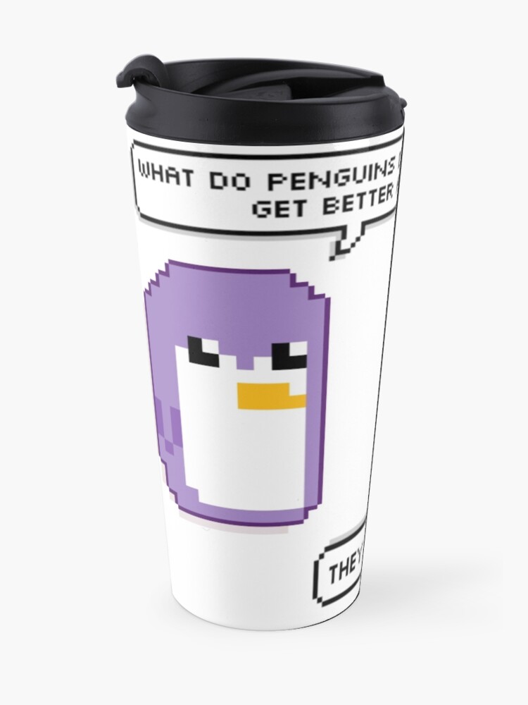 Alternate view of Pixel Penguin Puns Travel Mug
