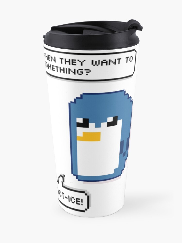 Alternate view of Pixel Penguin Puns Travel Mug