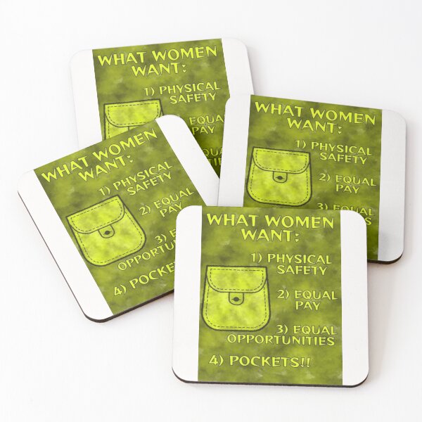 Item preview, Radical Feminist Quote - What Women Want Physical Safety Equal Pay Equal Opportunities Pockets designed and sold by LethalPixieDust.