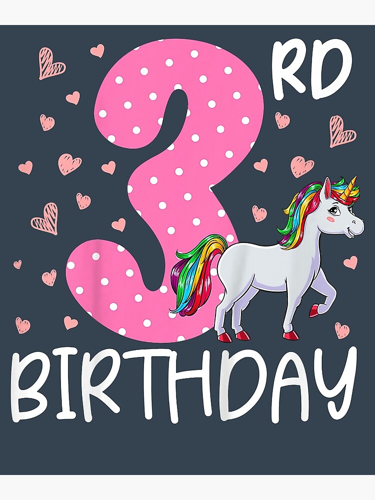 3er cumpleaños unicornio 3 años regalo niña' Pegatina