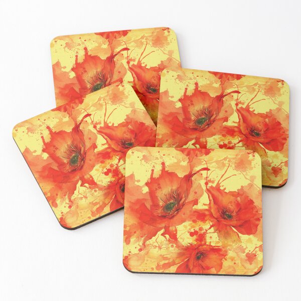 Item preview, Golden Glow Watercolor Poppies - Vibrant Summer Floral Pattern designed and sold by Art-PraveenRai.
