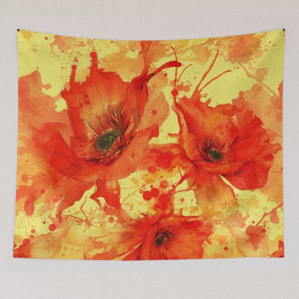 Item preview, Golden Glow Watercolor Poppies - Vibrant Summer Floral Pattern designed and sold by Art-PraveenRai.