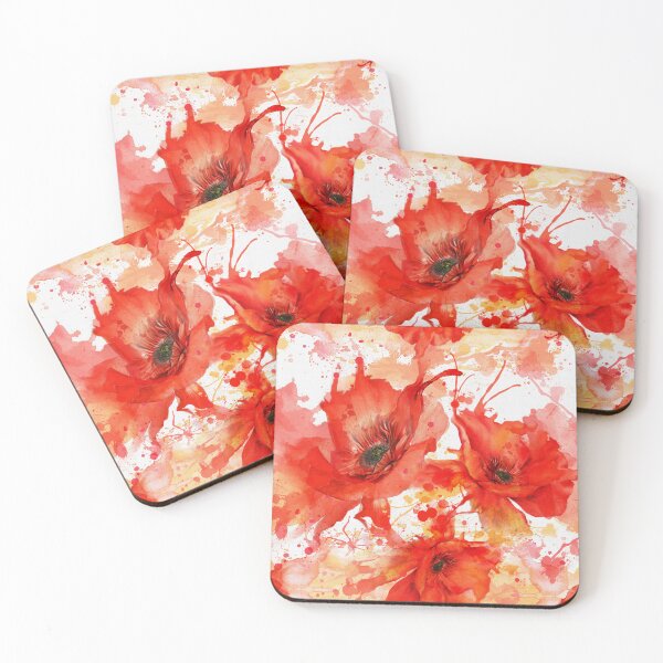 Item preview, Modern Watercolor Red Poppies - Clean Abstract Floral Pattern designed and sold by Art-PraveenRai.