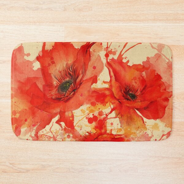 Item preview, Vintage Cream Watercolor Poppies - Warm Earthy Floral Pattern designed and sold by Art-PraveenRai.