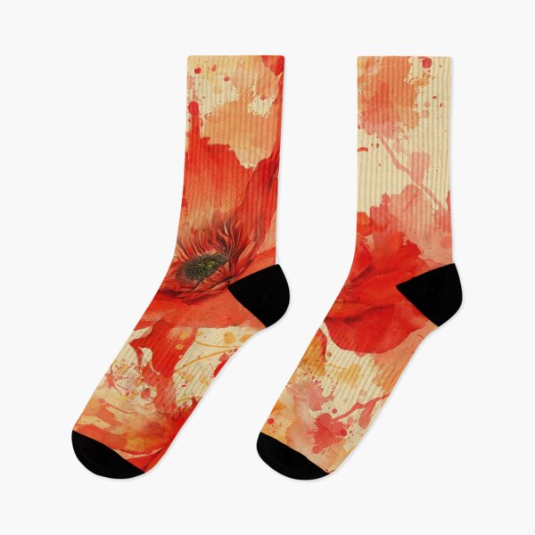 Item preview, Vintage Cream Watercolor Poppies - Warm Earthy Floral Pattern designed and sold by Art-PraveenRai.