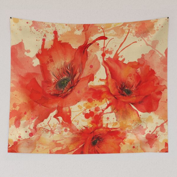 Item preview, Vintage Cream Watercolor Poppies - Warm Earthy Floral Pattern designed and sold by Art-PraveenRai.