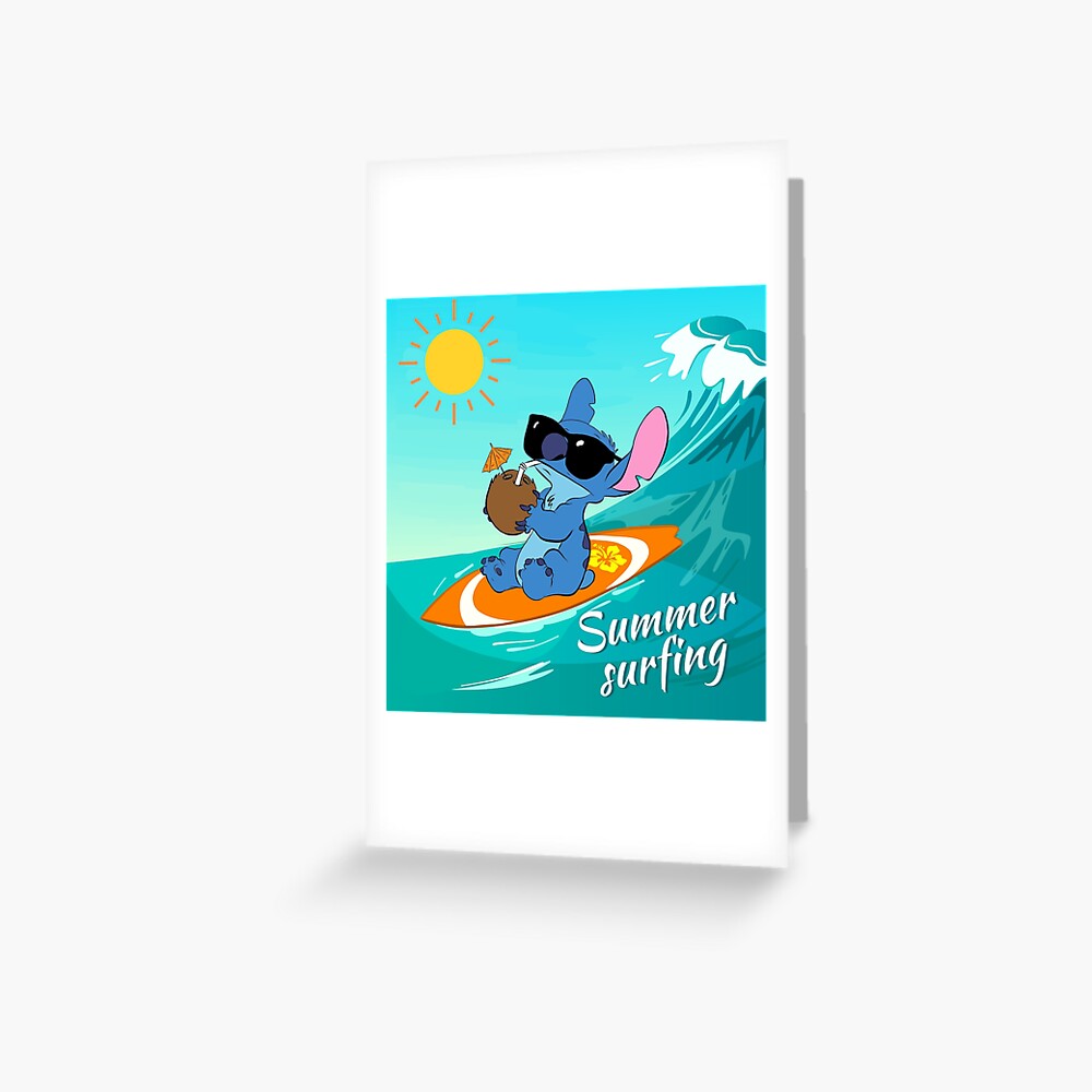 Stickers repositionnables - Lilo et Stitch - Stitch Surf - 13 cm x 26 cm   Découvrez les stickers et et décalcos pour enfant sur Déco de Héros
