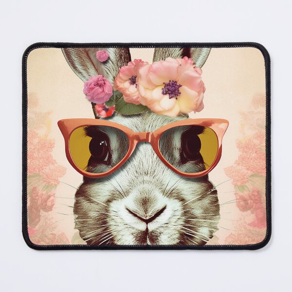 Item preview, Pink Shades She-Bunny: A Retro Rabbit in Groovy Sunglasses and Floral Feminine Style designed and sold by EmeraldeaArt.