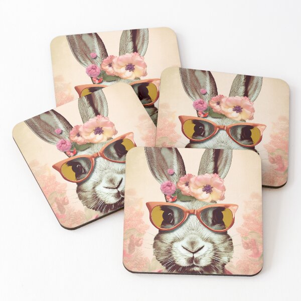 Item preview,  Pink Shades She-Bunny: A Retro Rabbit in Groovy Sunglasses and Floral Feminine Style designed and sold by EmeraldeaArt.