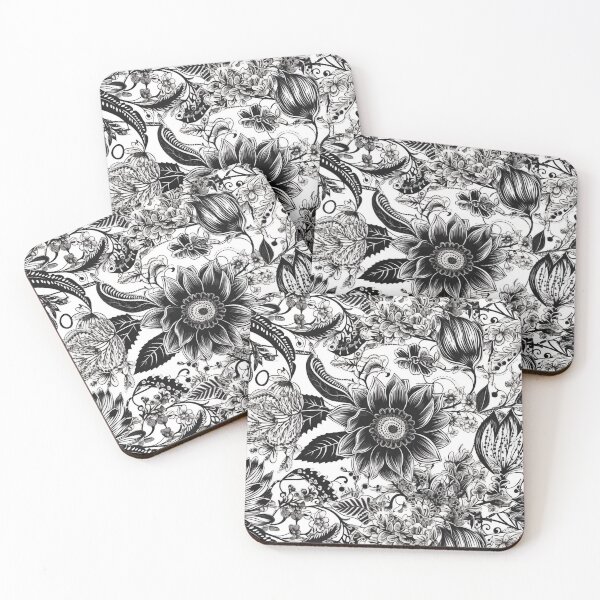 Item preview, Boho Bloom Black and White Floral Pattern Classic Flowers  designed and sold by iPaint Airbrush Studio.