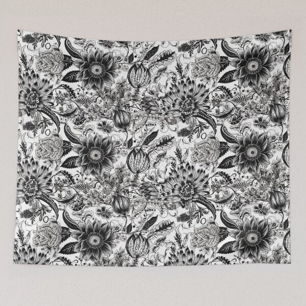 Item preview, Boho Bloom Black and White Floral Pattern Classic Flowers  designed and sold by iPaint Airbrush Studio.