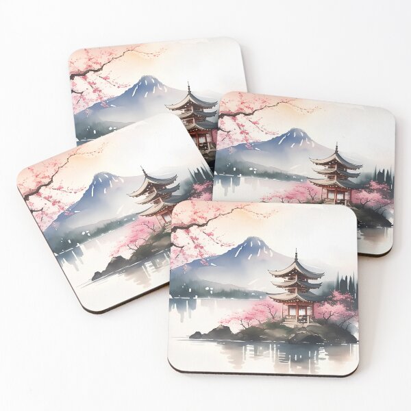 Item preview, Japanese-style Watercolour Landscape; Perfect gift for nature lovers; Ideal for Japanese nature art for home décor designed and sold by erzypher.