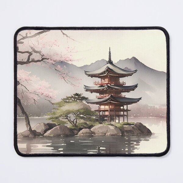 Item preview, Japanese-style Watercolour Landscape; Perfect gift for nature lovers; Ideal for Japanese nature art for home décor designed and sold by erzypher.