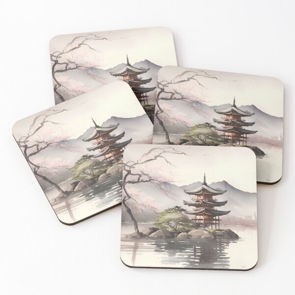 Item preview, Japanese-style Watercolour Landscape; Perfect gift for nature lovers; Ideal for Japanese nature art for home décor designed and sold by erzypher.