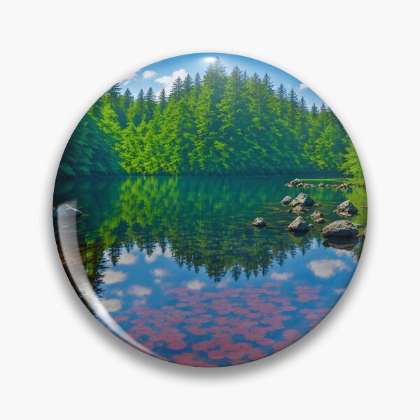 Item preview, Tranquil Lake Nestled In A Lush Forest Of Towering Trees Ai Generated Art designed and sold by AiGens.