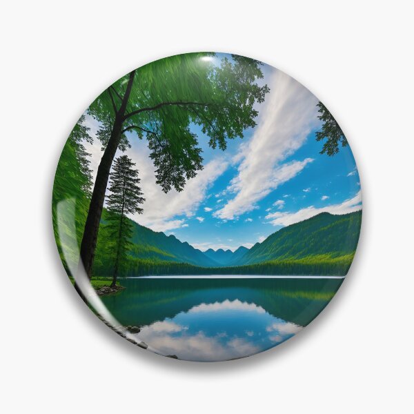 Item preview, Picturesque Lake Surrounded By A Canopy Of Towering Trees Ai Generated Art designed and sold by AiGens.