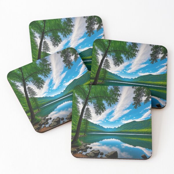 Item preview, Picturesque Lake Surrounded By A Canopy Of Towering Trees Ai Generated Art designed and sold by AiGens.