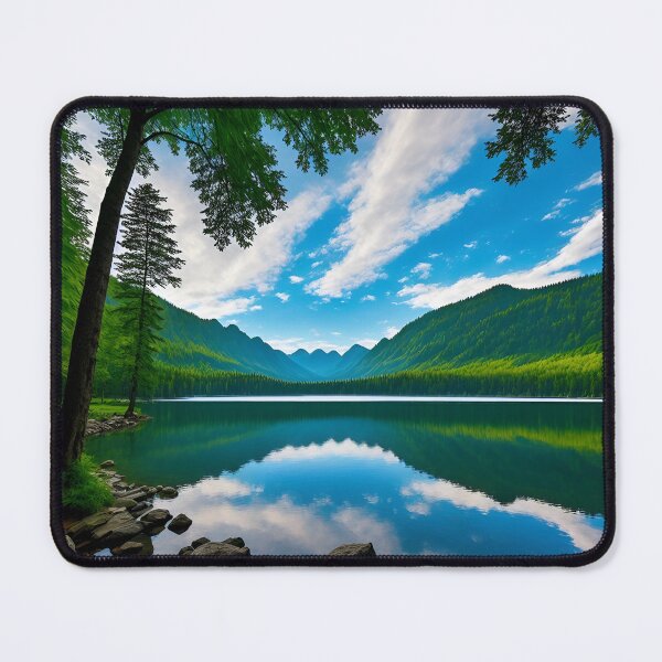 Item preview, Picturesque Lake Surrounded By A Canopy Of Towering Trees Ai Generated Art designed and sold by AiGens.