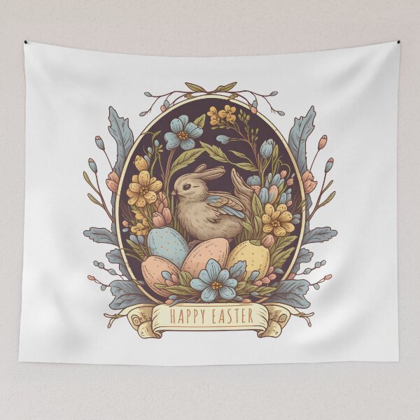 Item preview, Happy Easter Cute Magic Bird Floral Vintage Painted Egg Easter designed and sold by SecretDicer.