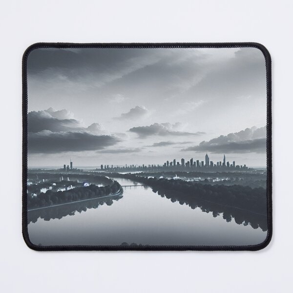 Item preview, A Dreamy Monochromatic Illustration Of A City Skyline With Rolling Clouds On The Horizon, Creating A Serene Atmosphere Ai Generated Art designed and sold by AiGens.