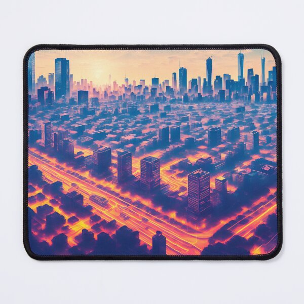 Item preview, A Vibrant Monochromatic City Skyline Illustration With Bright Sunlight Shining In The Sky, Creating A Lively And Energetic Atmosphere Ai Generated Art designed and sold by AiGens.
