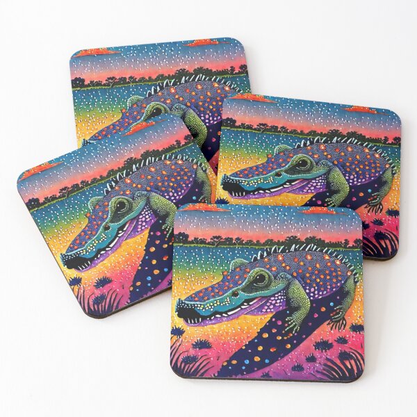 Item preview, Australian Crocodiles The Ultimate Predators Aboriginal Art Dotpainting designed and sold by Michael Voyler.