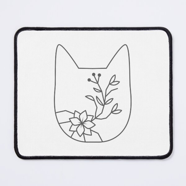Item preview, Cat face in florals (in outline) designed and sold by jazzydevil.