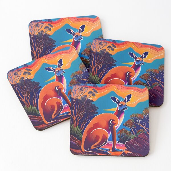 Item preview, Colourful Australian Kangaroo Aboriginal Art Work Dot Painting designed and sold by Michael Voyler.