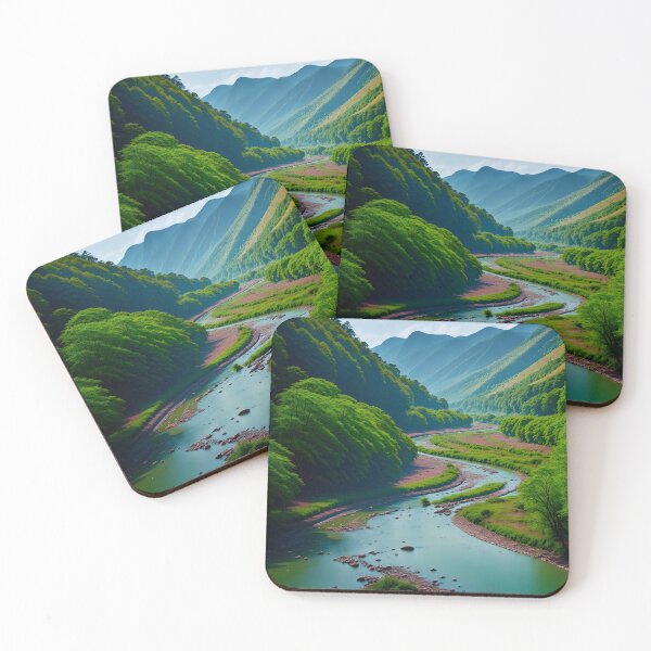 Item preview, A Tranquil River Meandering Through A Picturesque Valley, With Rolling Hills And Vibrant Foliage Ai Generated Art designed and sold by AiGens.