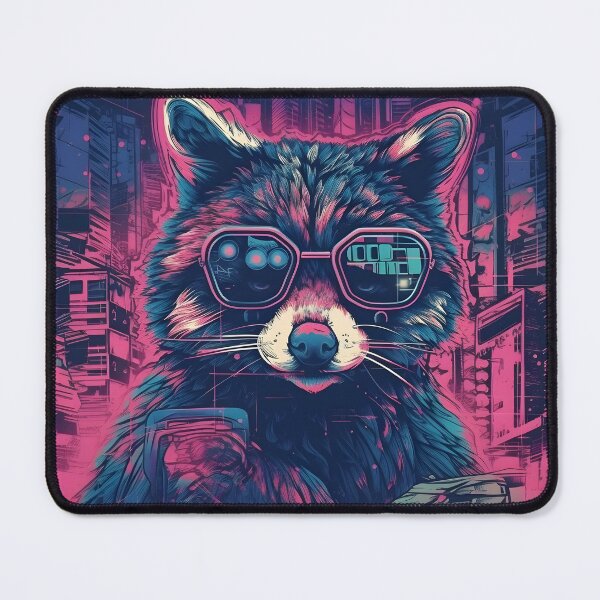 Vista previa del artículo con la obra «Mapache ciberpunk», diseñado y vendido por NickLivin.