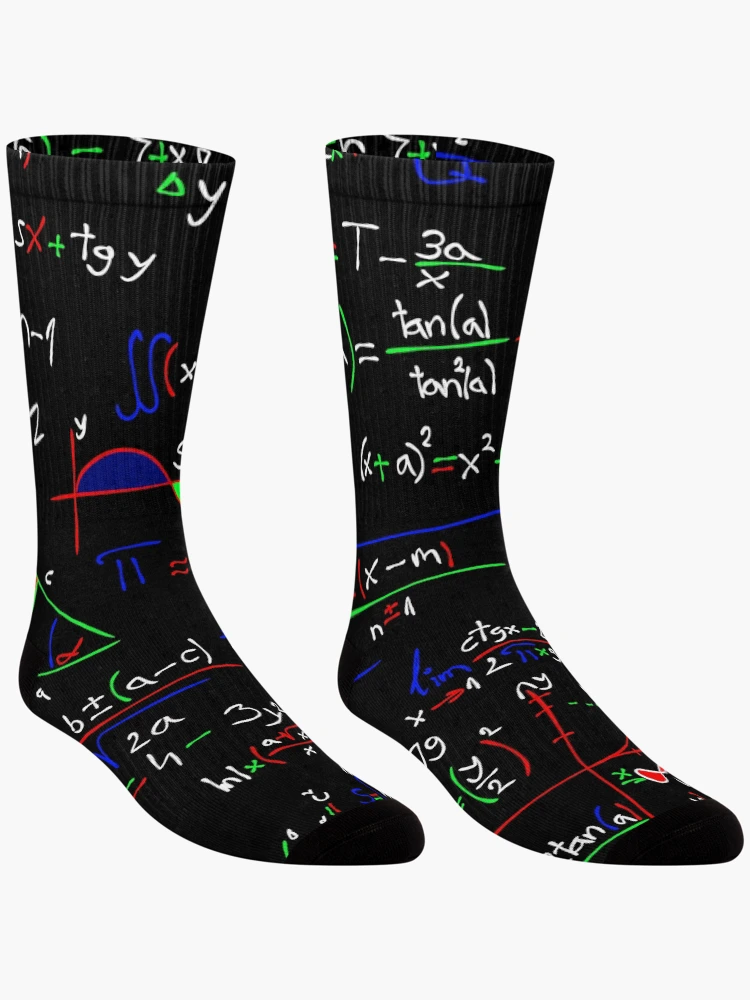 Thumbnail 3 of 5, Socks, Handwritten Math Formulas | Algebra Formulas Collage designed and sold by EngineersArt.