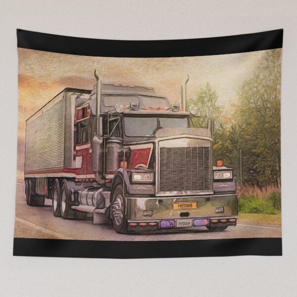 Item preview, Classic American Semi Trailer Truck Trucking on Highway designed and sold by Taina Sohlman.
