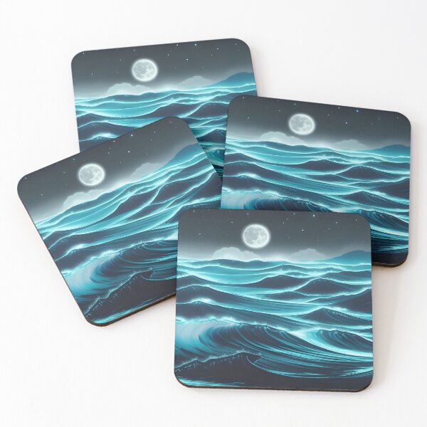 Item preview, Bioluminescent Waves, ink drawing, Ai Generated Art  designed and sold by ACC .