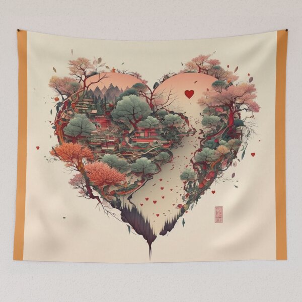 Item preview, Heart with Cherry Blossom Bonsai designed and sold by BeachBumPics.