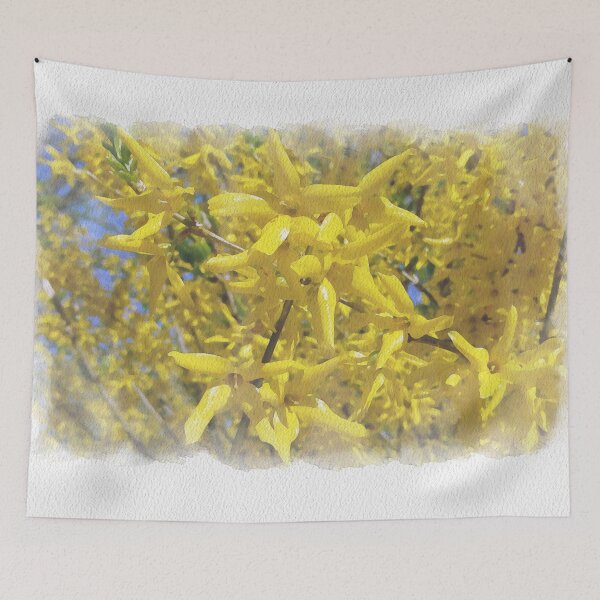 Item preview, Happy spring vibrant forsythias Digital Watercolor original artwork designed and sold by paragonDesign28.