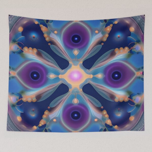 Item preview, Cosmic Fractal Medley: Blue, Purple, Interstellar Dance,Peacock Feather Inspired Abstract Design Pattern designed and sold by iDWebArt.